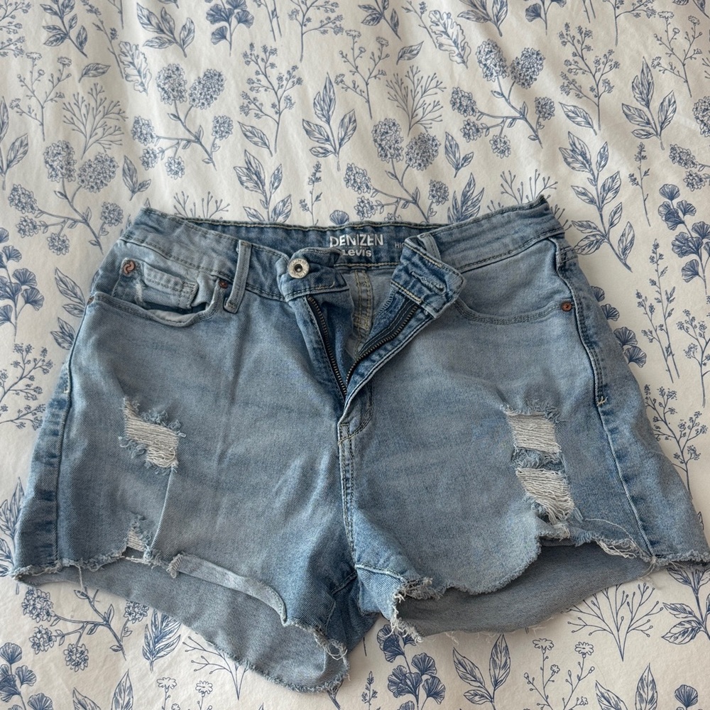 Levi's Light Wash Distressed Denim Cutoff Shorts